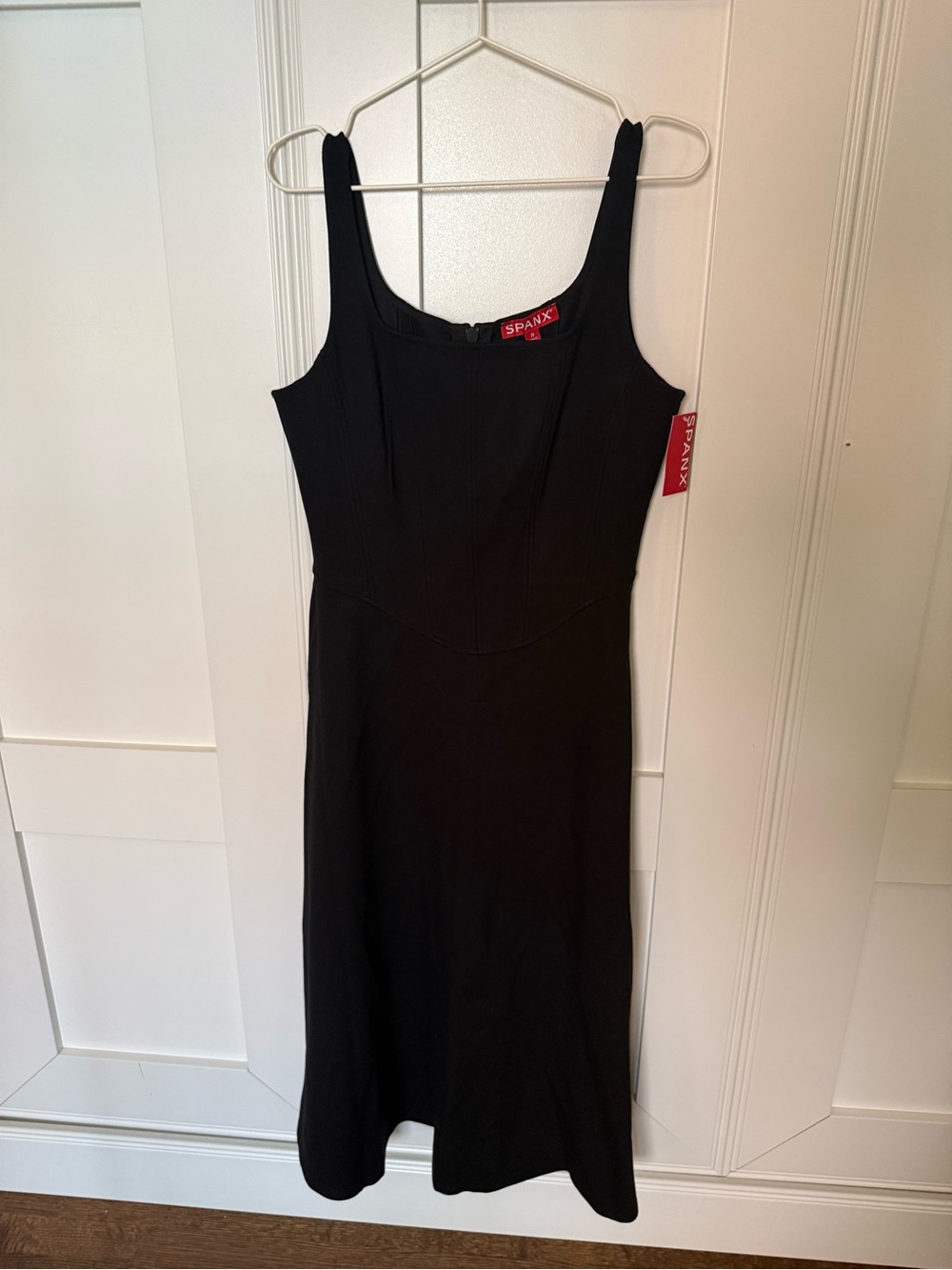 SPANX Black Midi Tank Dress with Square Neck